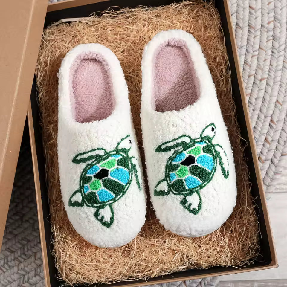 Soft Stitched Turtle Slippers